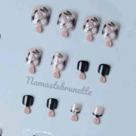 2/$16 Floral French Tip Press On Toenails - Picture 7 of 17